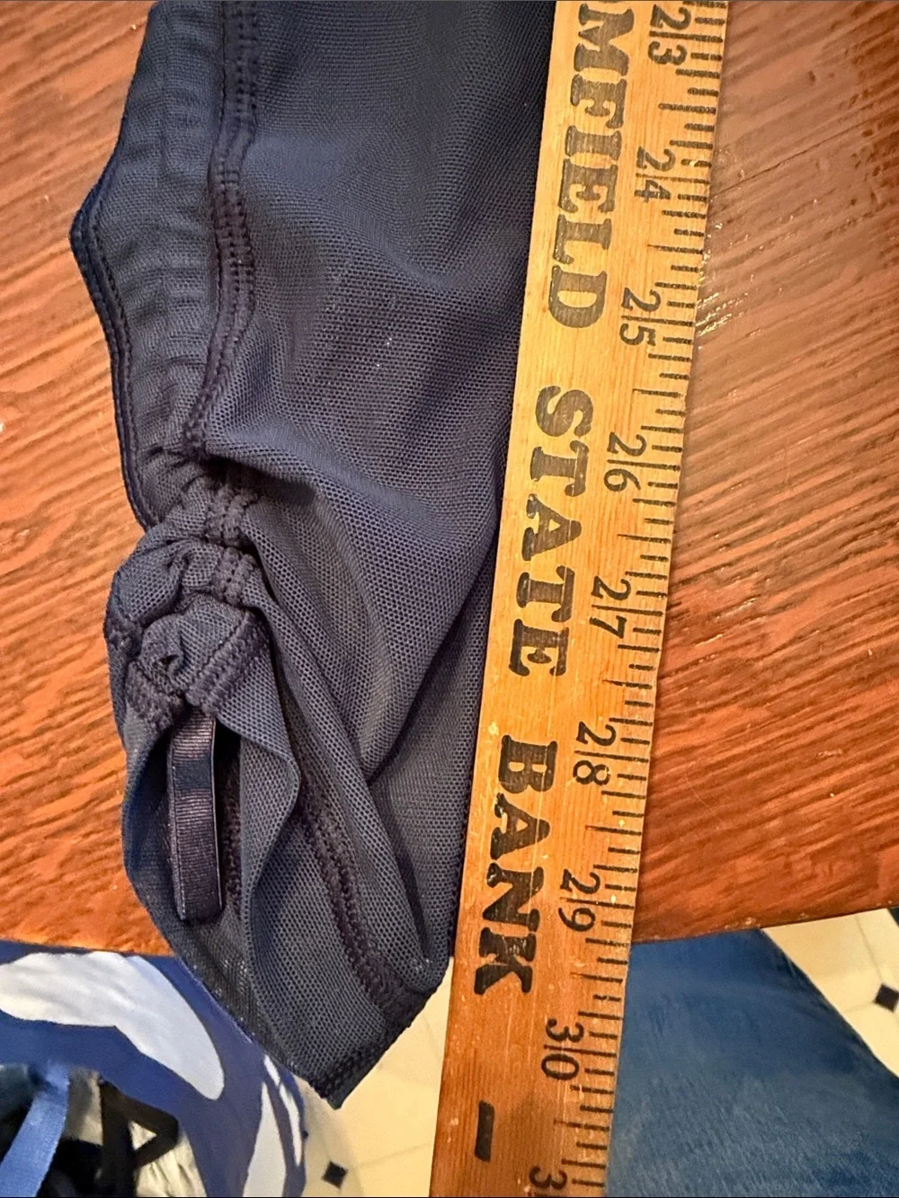 Lululemon Womens Leggings Adjustable Mesh rusching Navy Blue Size 8 High Rise